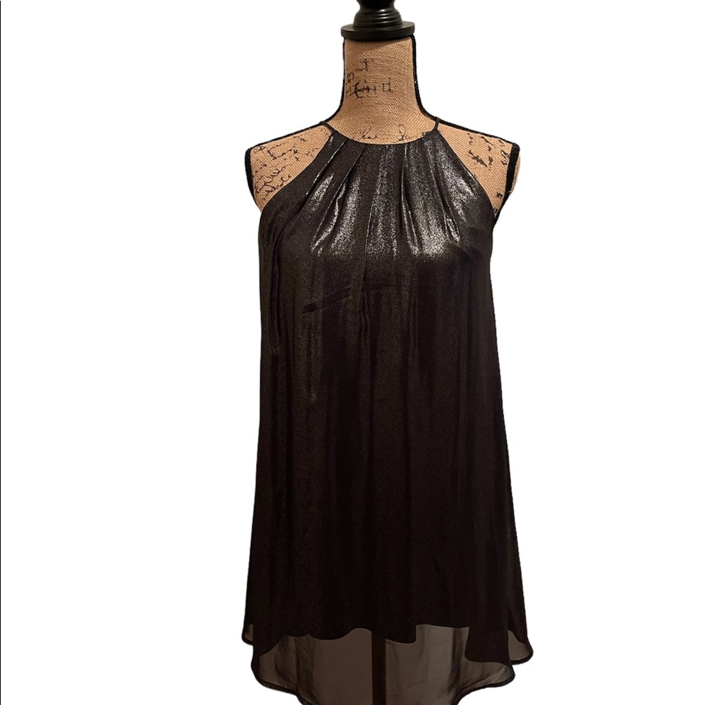 Metallic Look Halter Dress